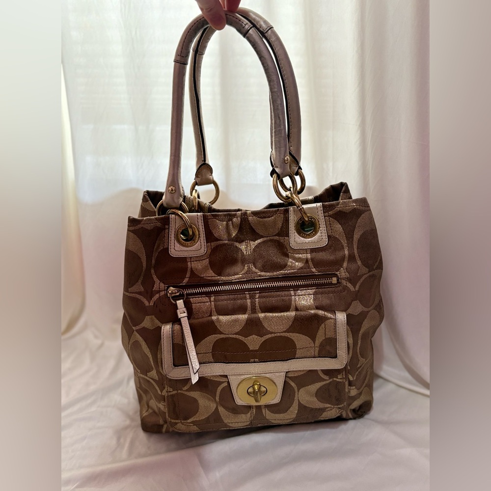 Coach Hampton Lurex Signature Tote